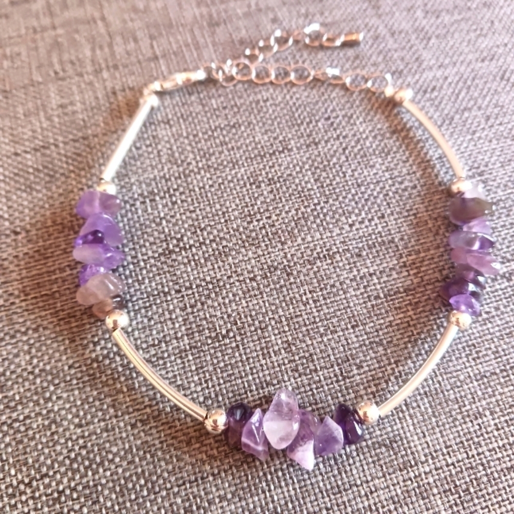 Amethyst Bracelet Handmade - New Item (7"-10")